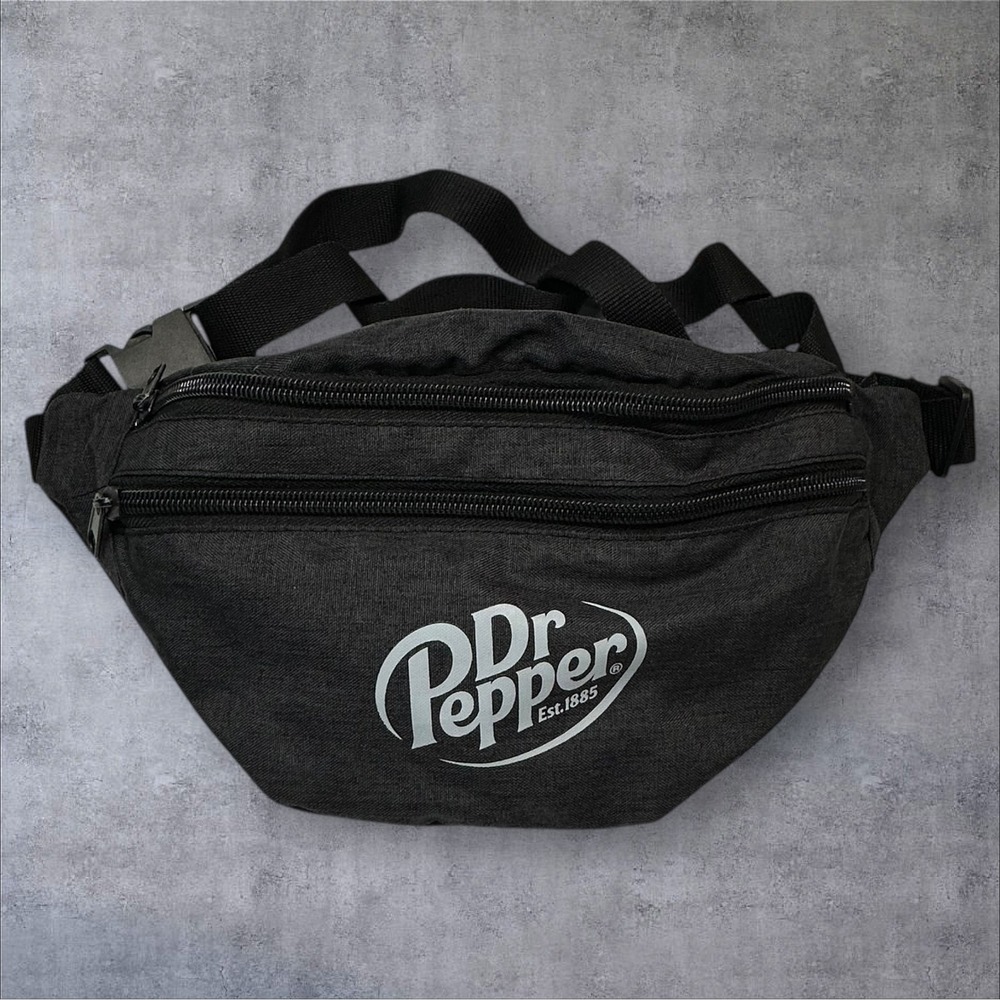 Dr Pepper‎ Fanny Pack Belt Bag Black Logo Zip Pockets Adjustable Strap